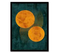 Artery8 Abstract Yellow Copper Circles Lines Painting For Living Room Artwork Framed Wall Art Print 18X24 Inch