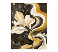 Artery8 Abstract Yellow Ochre Grey Flower Organic Shapes Living Room Extra Large XL Wall Art Poster Print