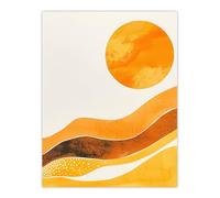 Artery8 Abstract Yellow Orange Sun Landscape Painting Living Room Large Wall Art Poster Print Thick Paper 18X24 Inch