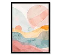 Abstract Yorkshire Dales Park Sunset Watercolour Framed Art Print Artery8 Multi A4