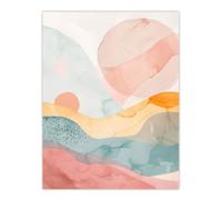 Artery8 Abstract Yorkshire Dales Park Sunset Watercolour Wall Art Print | Size: W12" x H16" Artery8 Multicolor W12" x H16"