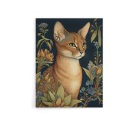 Artery8 Abyssinian Cat & Flowers Art Nouveau Canvas Wall Art Print | Size: W18" x H24" Artery8 Multicolor W18" x H24"