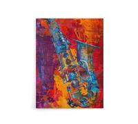 Artery8 Acid Jazz Music Saxophone Canvas Abstract Wall Art 18X24: Energetic musical art print, modern decor for bars or creative spaces