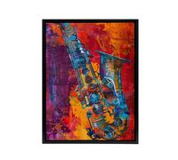 Artery8 Acid Jazz Music Saxophone Framed Canvas Abstract Wall Art Print | Size: W24" x H32" Artery8 Multicolor W24" x H32"