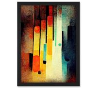 Artery8 Acid Jazz Retro Colourful Boho Abstract Artwork Framed Wall Art Print A4 in Black Artery8 Black