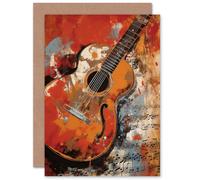 Artery8 Acoustic Guitar Music Lover for Him or Her Man Woman Birthday Thank You Congratulations Blank Art Greeting Card