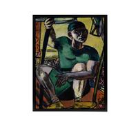 Artery8 Acrobat Portrait on the Trapeze Max Beckmann Black Framed Canvas Art | Size: W12" x H16" Artery8 Multicolor W12" x H16"