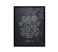 Artery8 Acts 1 8 You Will Be My Witness Bible Quote Framed Canvas Wall Art Print in Grey | Size: W12" x H16" Artery8 Grey W12" x H16"