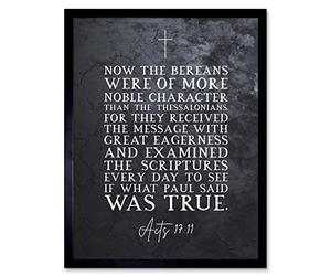 Artery8 Acts 17:11 They Received The Message With Great Eagerness Christian Bible Verse Quote Scripture Typography Artwork Framed Wall Art Print 9X7 Inch