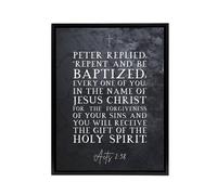 Artery8 Acts 2 38 Repent & Be Baptized Bible Quote Framed Canvas Wall Art Print in Grey | Size: W18" x H24" Artery8 Grey W18" x H24"