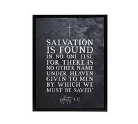 Artery8 Acts 4 12 Salvation Found Jesus Bible Quote Framed Canvas Wall Art Print in Grey | Size: W18" x H24" Artery8 Grey W18" x H24"