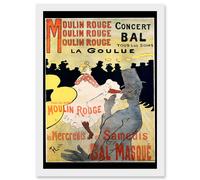 Ad Vintage Lautrec Moulin Rouge La Goulue Mask Ball Paris France Artwork Framed Wall Art Print A4 Artery8 White One Size
