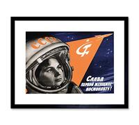 Artery8 Ad Woman Cosmonaut USSR Tereshkova Poster Artwork Framed Wall Art Print 12X16 Inch