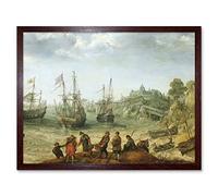 Artery8 Adam Willaerts Ships Off A Rocky Coast Painting Art Print Framed Poster Wall Decor 12x16 inch
