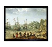 Artery8 Adam Willaerts Ships Off A Rocky Coast Painting Art Print Framed Poster Wall Decor 12x16 inch