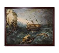 Artery8 Adam Willaerts Shipwreck Off Rocky Coast Painting Art Print Framed Poster Wall Decor 12x16 inch