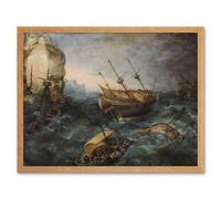 Artery8 Adam Willaerts Shipwreck Off Rocky Coast Painting Art Print Framed Poster Wall Decor 12x16 inch