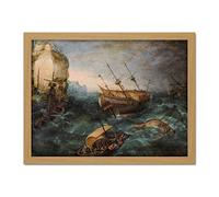 Artery8 Adam Willaerts Shipwreck Off Rocky Coast Painting Artwork Framed Wall Art Print 18X24 Inch