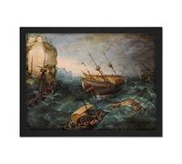 Artery8 Adam Willaerts Shipwreck Off Rocky Coast Painting Artwork Framed Wall Art Print 18X24 Inch