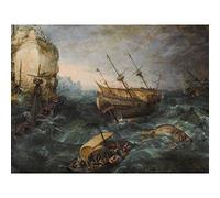 Artery8 Adam Willaerts Shipwreck Off Rocky Coast Painting Extra Large XL Wall Art Poster Print