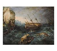 Artery8 Adam Willaerts Shipwreck Off Rocky Coast Painting Unframed Wall Art Print Poster Home Decor Premium