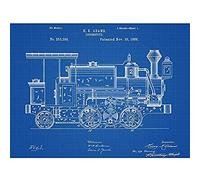 Artery8 Adams Locomotive Train Rail 1886 Patent Plan Unframed Wall Art Print Poster Home Decor Premium