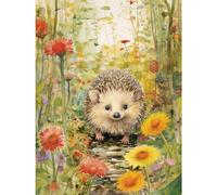 Wall Art Print Adorable Hedgehog in a Wildflower Meadow Watercolour Painting Kids Bedroom Cute Woodland Creature Poster Artery8 Multi W18 inch x H24 inch