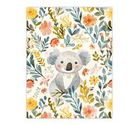 Adorable Koala Bear in Floral Meadow Watercolour Wall Art Print Artery8 Multi W24 inch x H32 inch