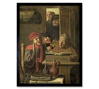 Artery8 Adriaen Brouwer Musical Company Painting Art Print Framed Poster Wall Decor 12x16 inch