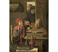 Artery8 Adriaen Brouwer Musical Company Painting Premium Wall Art Canvas Print 18X24 Inch