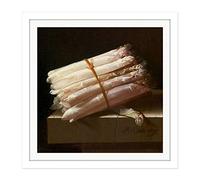 Artery8 Adriaen Coorte Still Life With Asparagus Painting Square Wooden Framed Wall Art Print Picture 16X16 Inch