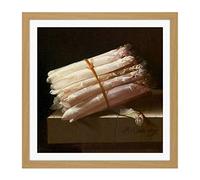Artery8 Adriaen Coorte Still Life With Asparagus Painting Square Wooden Framed Wall Art Print Picture 16X16 Inch