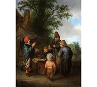 Artery8 Adriaen Van Ostade Quack Salver Charlatan Painting Premium Wall Art Canvas Print 18X24 Inch