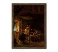 Artery8 Adriaen Van Ostade The Painters Studio Painting Artwork Framed Wall Art Print 18X24 Inch