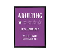 Artery8 Adulting Funny Review Would Not Recommend Black Framed Canvas Art in Purple | Size: W24" x H32" Artery8 Purple W24" x H32"