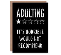 Artery8 Adulting One Star Would Not Recommend Funny Birthday Greeting Card in Black Artery8 Black