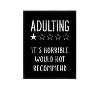 Artery8 Adulting One Star Would Not Recommend Funny Black Framed Canvas Art | Size: W24" x H32" Artery8 Black W24" x H32"