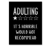 Artery8 Adulting One Star Would Not Recommend Funny Framed Wall Art Print in Black | Size: W12" x H16" Artery8 Black W12" x H16"