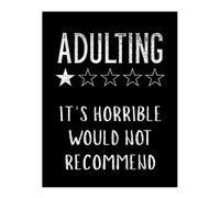 Artery8 Adulting One Star Would Not Recommend Funny Wall Art Print in Black | Size: W12" x H16" Artery8 Black W12" x H16"