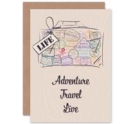 Artery8 Adventure Travel Live Greetings Card in Light Beige Artery8 Light Beige