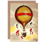 Artery8 Advert Balloon Hot Air Lachambre France Greetings Card in Yellow Artery8 Yellow