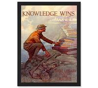 Artery8 Advert Military War World Knowledge Wins Books American Library Artwork Framed A3 Wall Art Print