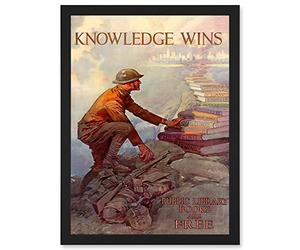 Artery8 Advert Military War World Knowledge Wins Books American Library Artwork Framed A3 Wall Art Print