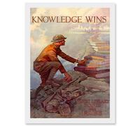 Artery8 Advert Military War World Knowledge Wins Books American Library Artwork Framed Wall Art Print A4 in White Artery8 White