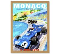 Advert Motor Sport Monaco Grand Prix 1973 A4 Artwork Framed Wall Art Print Artery8 Light Oak One Size