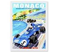 Advert Motor Sport Monaco Grand Prix 1973 A4 Artwork Framed Wall Art Print Artery8 White One Size
