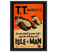 Artery8 Advert Motorbike Bikes Isle Of Man TT Races 1967 A4 Artwork Framed Wall Art Print in Black Artery8 Black