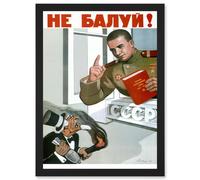 Artery8 Advert USSR Soviet Communism CCCP Anti Capitalist Atomic Artwork Framed Wall Art Print A4 in Black Artery8 Black