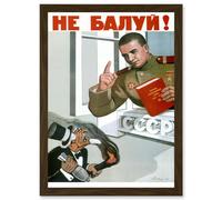 Artery8 Advert USSR Soviet Communism CCCP Anti Capitalist Atomic Artwork Framed Wall Art Print A4 in Brown Artery8 Brown