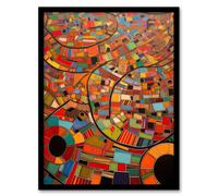 Artery8 Aerial African Abstract Africa Bright Colours Art Print Framed Poster Wall Decor 12x16 inch in Black | Size: W12" x H16" Artery8 Black W12" x H16"